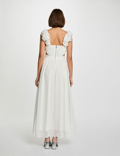 Vestido largo recto holgado blanco mujer