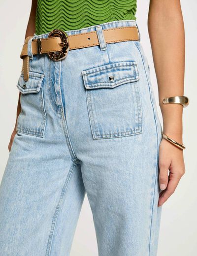 Vaquero pernera ancha denim descolorido mujer