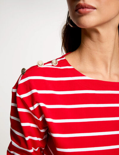 Camiseta manga larga rayas blanco mujer