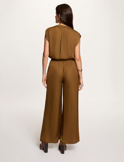 Pantal&oacute;n ancho fluido c&aacute;mel mujer