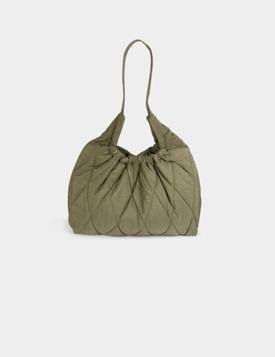 Bolso de hombro acolchado verde caqui mujer