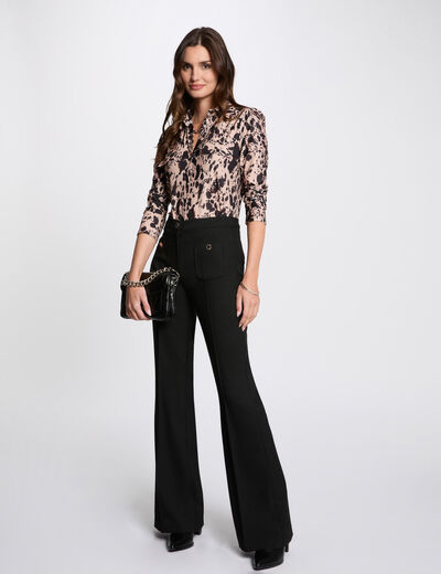 Pantalón boot-cut negro mujer