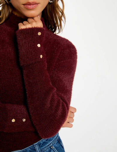 Jersey manga larga punto aterciopelado ciruela mujer