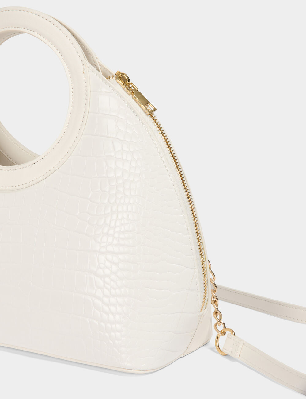 Bolso de mano cocodrilo blanco mujer