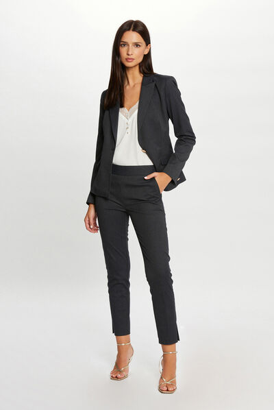 Pantalón ajustado estilo corto con rayas gris anthracite mujer