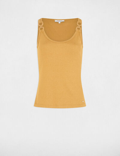 Top sin manga amarillo mostaza mujer