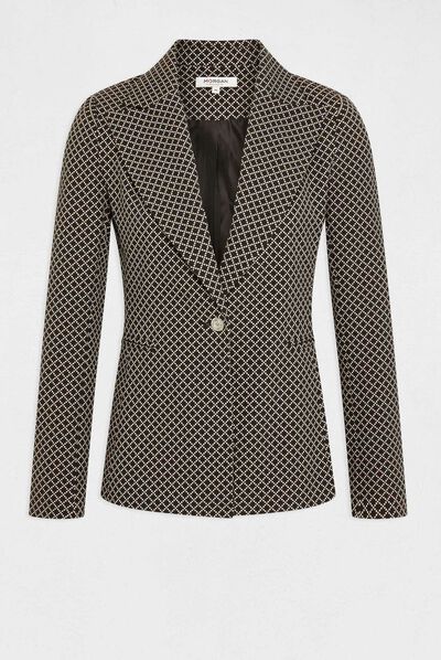 Chaqueta city estampado geométrico negro mujer