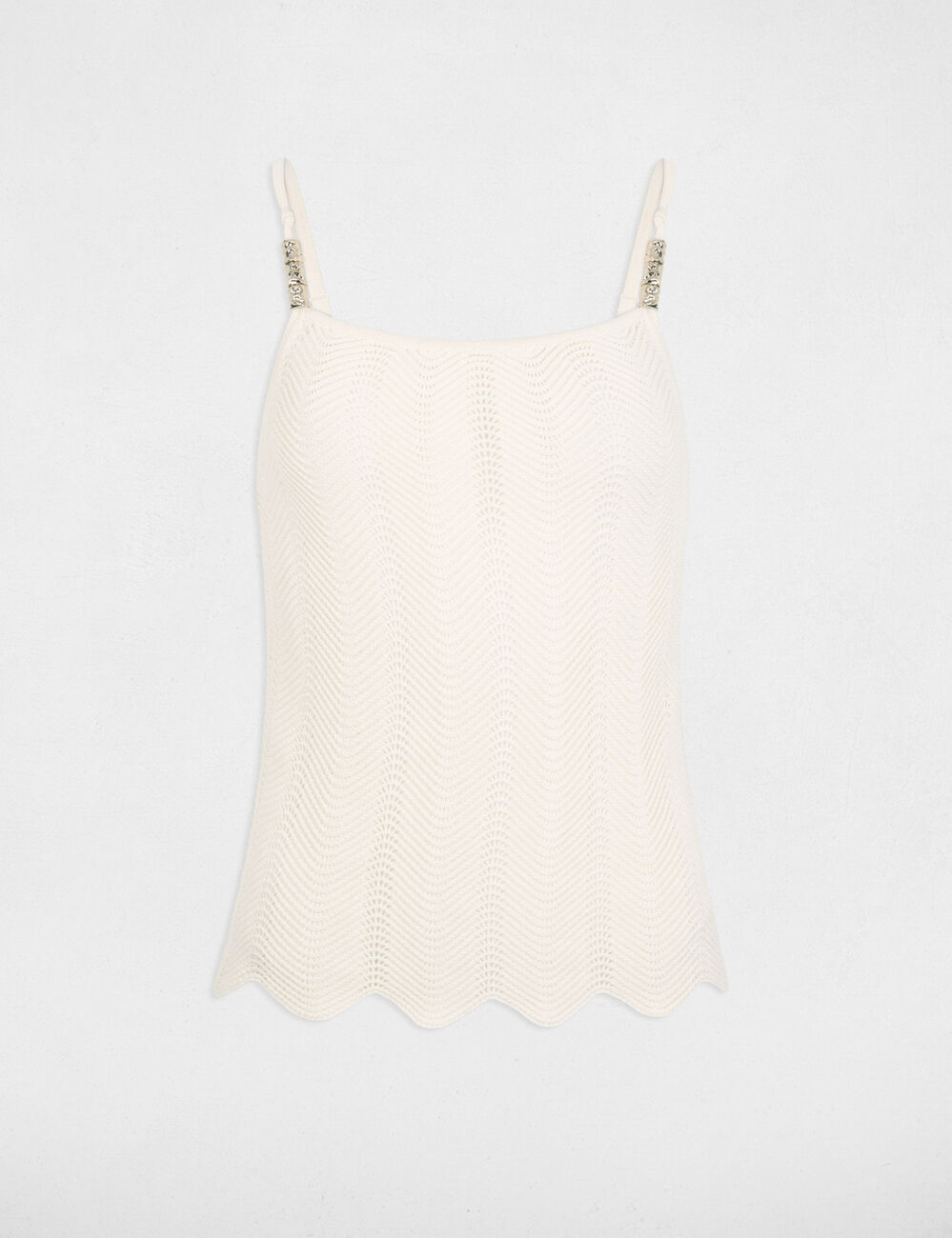 Top punto tirantes finos marfil mujer