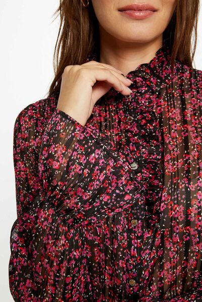 Camisa manga larga estampado floral multico mujer