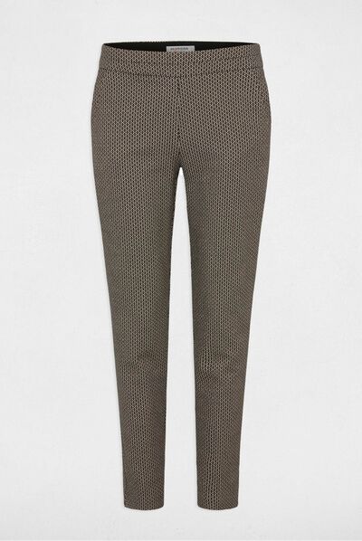 Pantalón cigarette estampado geométrico negro mujer