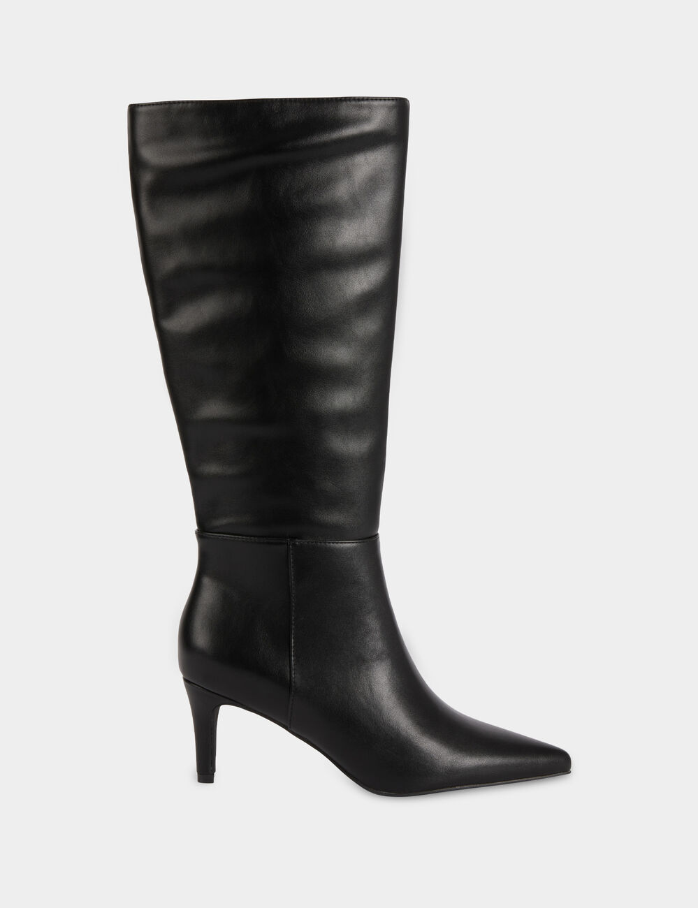 Bota de tac&oacute;n de piel sint&eacute;tica negro mujer