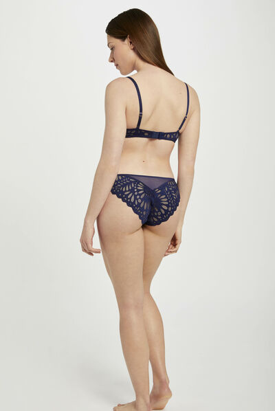 Slip de encaje marino mujer