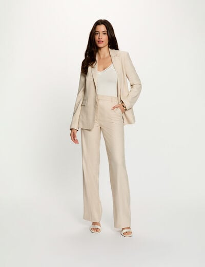 Blazer con cuello de solapa beige mujer