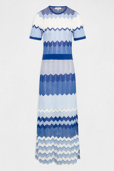 Vestido de punto largo recto estampado  mujer
