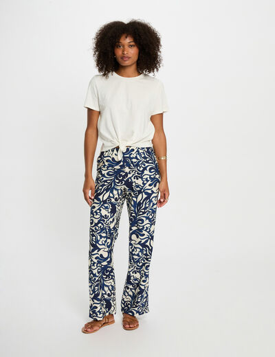 Pantalón recto estampado multicolor mujer