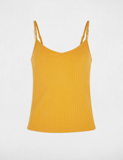 Top con tirantes finos amarillo mostaza mujer