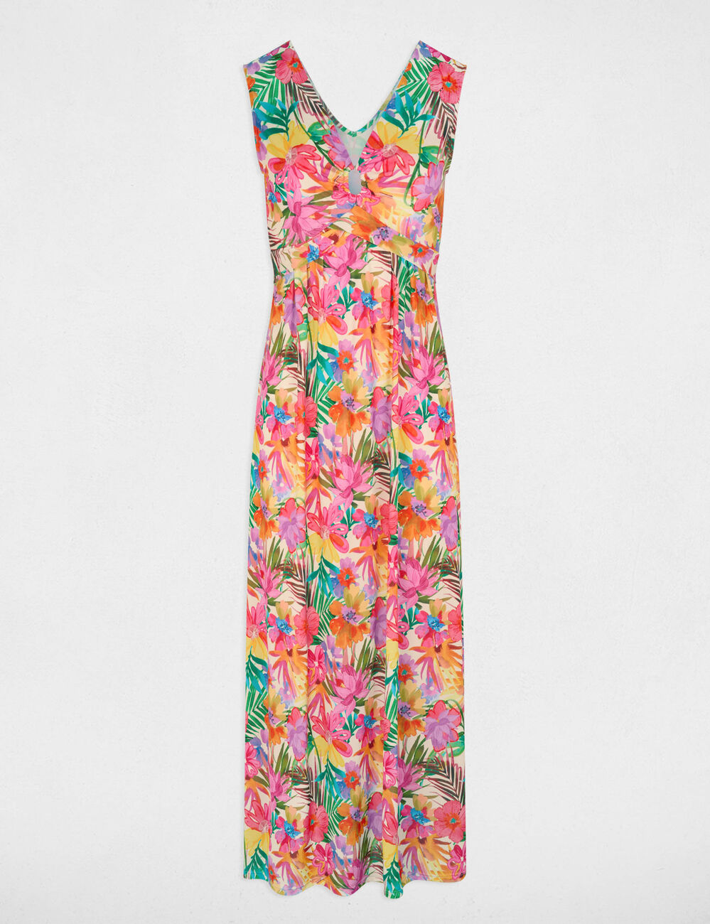 Vestido largo con escote multicolor mujer