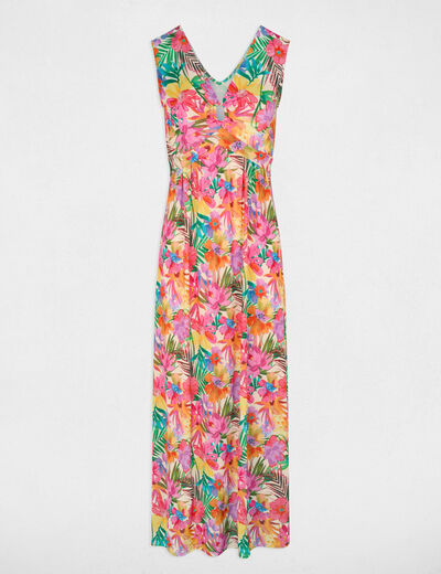 Vestido largo con escote multicolor mujer