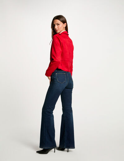 Chaqueta corta antelina rojo mujer