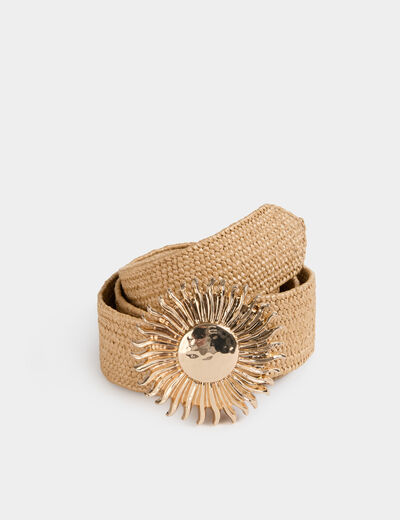 Cintur&oacute;n ancho beige mujer