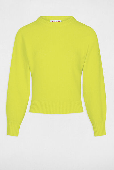 Jersey manga larga con cuello redondo anis mujer