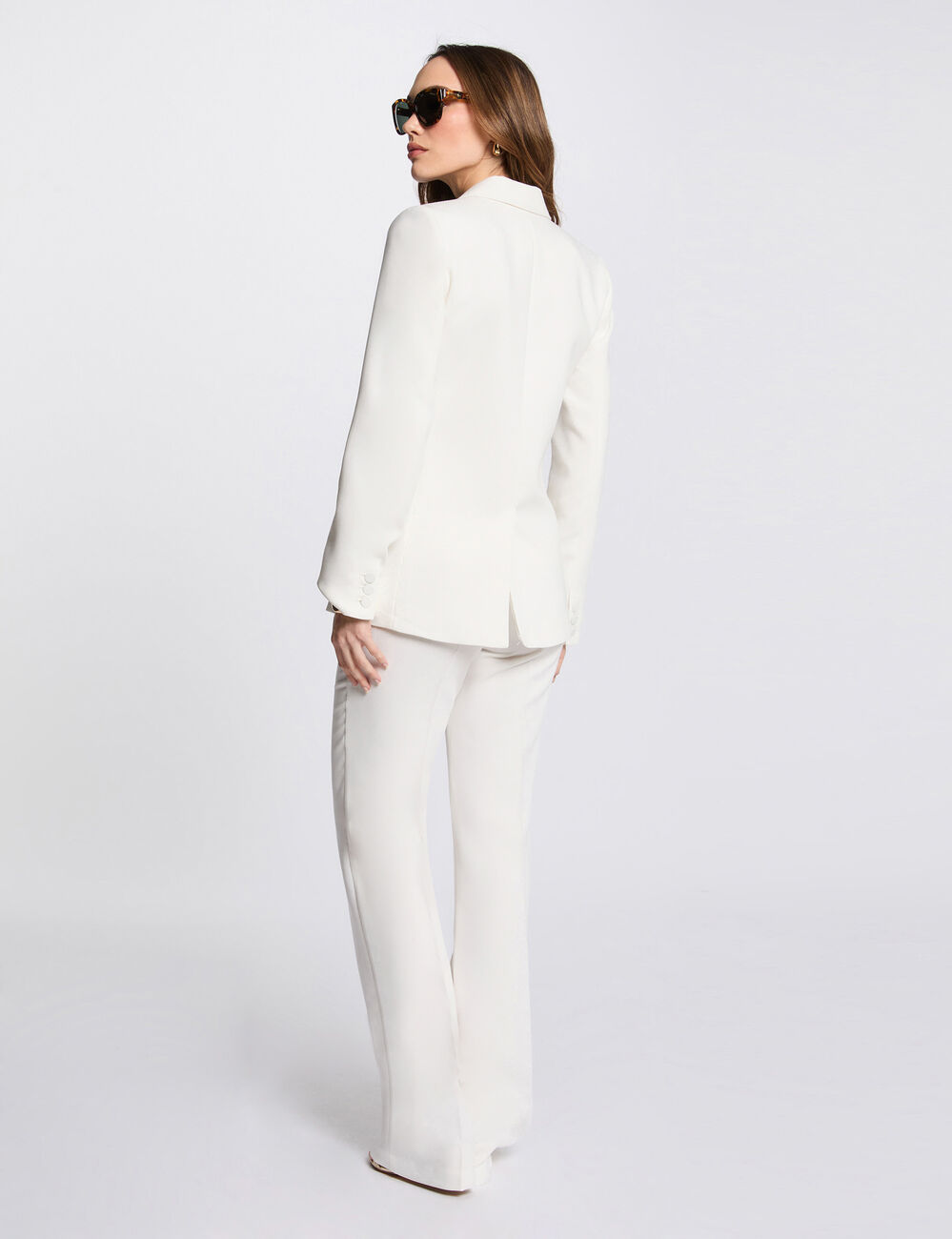 Americana abotonada blanco mujer
