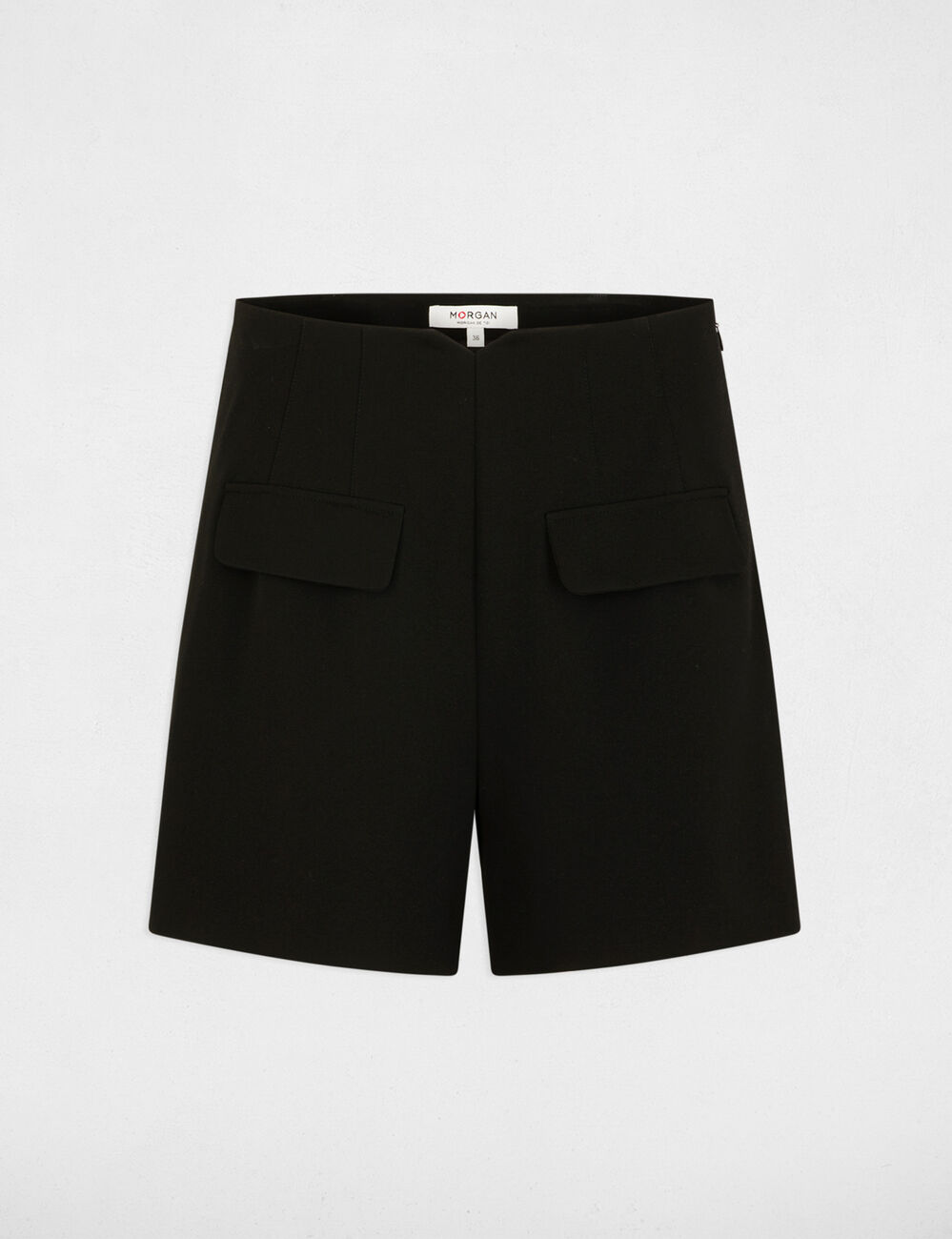 Pantal&oacute;n corto de cintura alta negro mujer