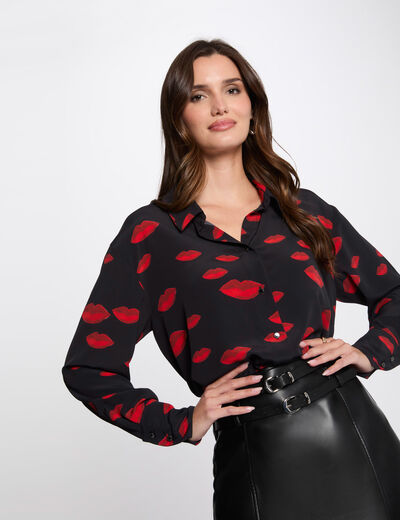 Camisa manga larga multicolor mujer