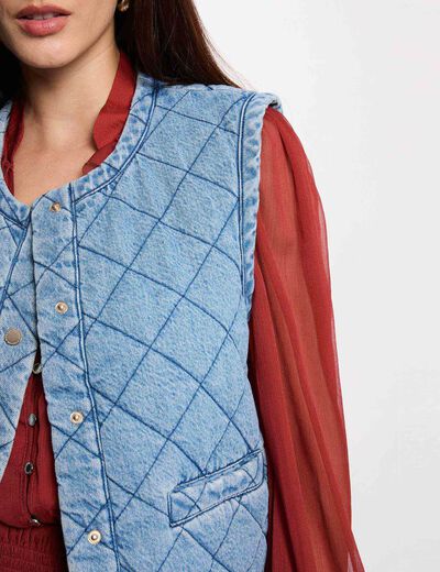 Chaleco acolchado denim stone mujer