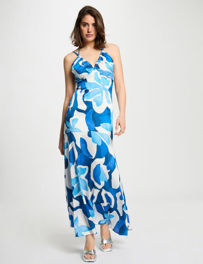 Vestido largo recto estampado multicolor mujer
