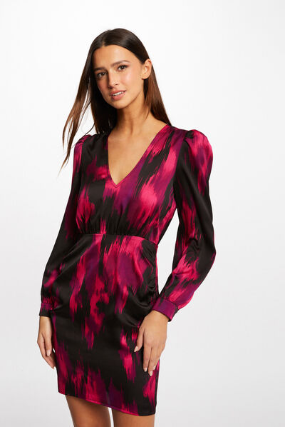 Vestido recto estampado abstracto multicolor mujer