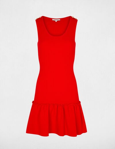 Vestido de punto ajustado rojo vivo mujer
