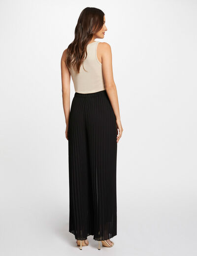 Pantalón holgado plisado negro mujer