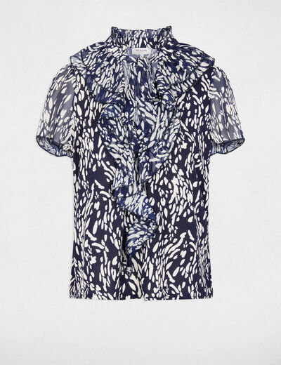 Camisa transparente con cuello v azul marino mujer