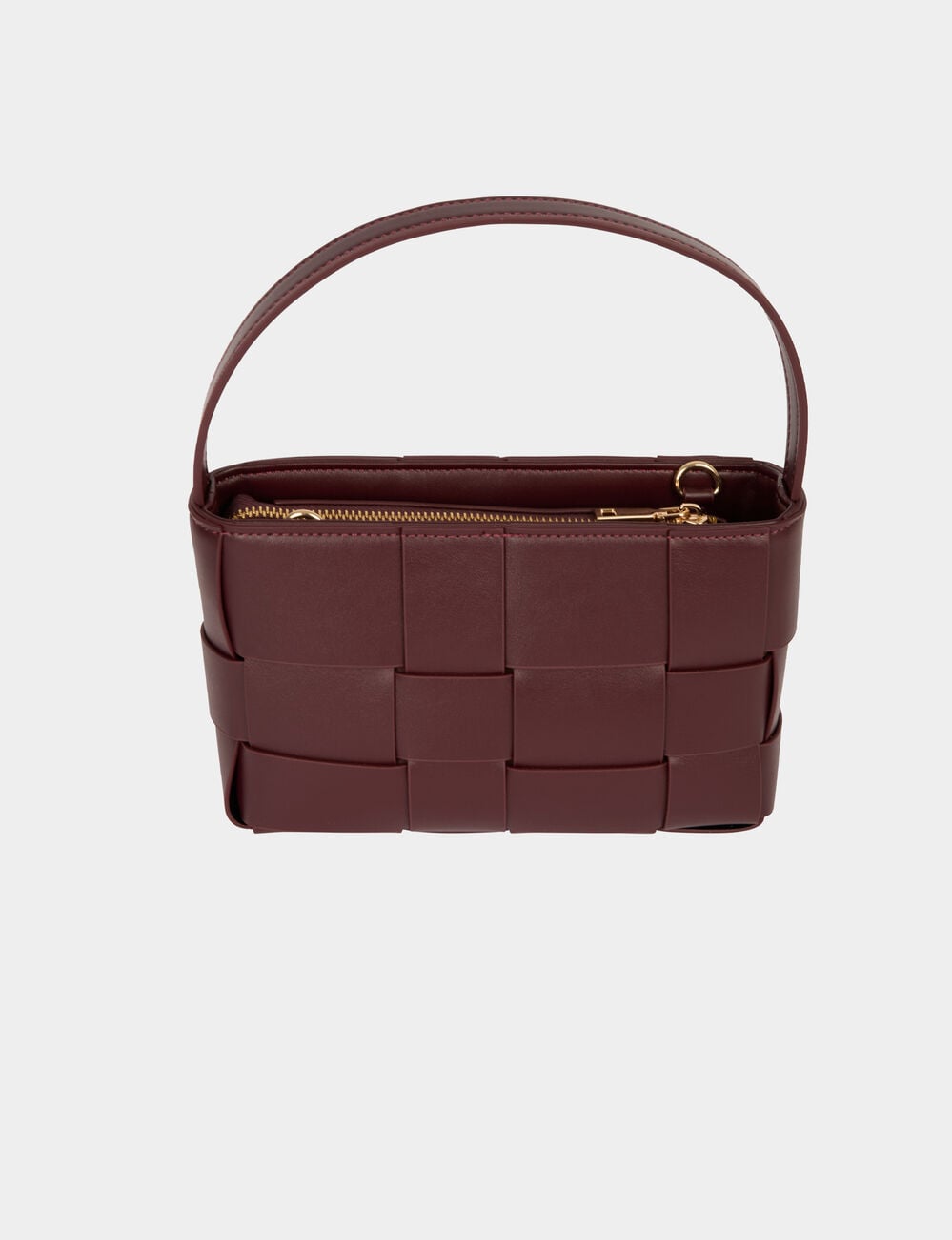 Bolso trenzado de polipiel burdeos mujer
