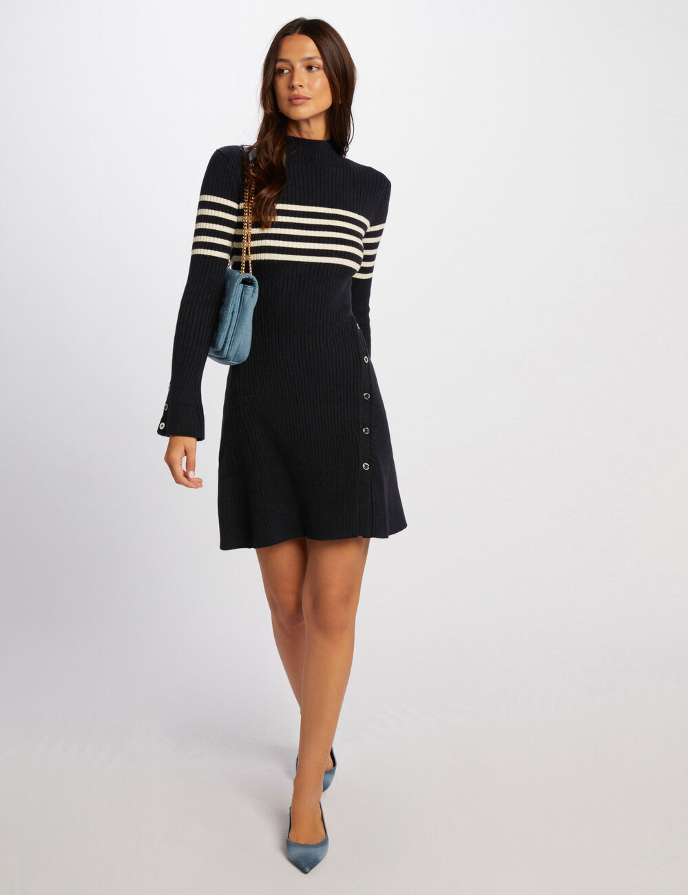 Vestido punto corto evas&eacute; azul marino mujer