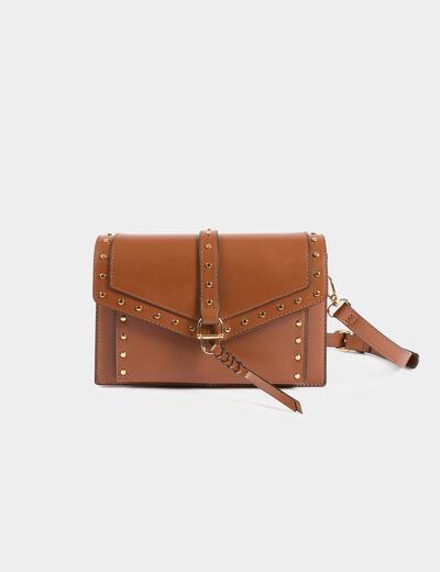 Bolso con tachuelas marrón mujer