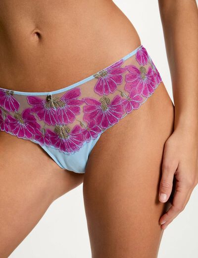 Shorty de encaje azul mujer