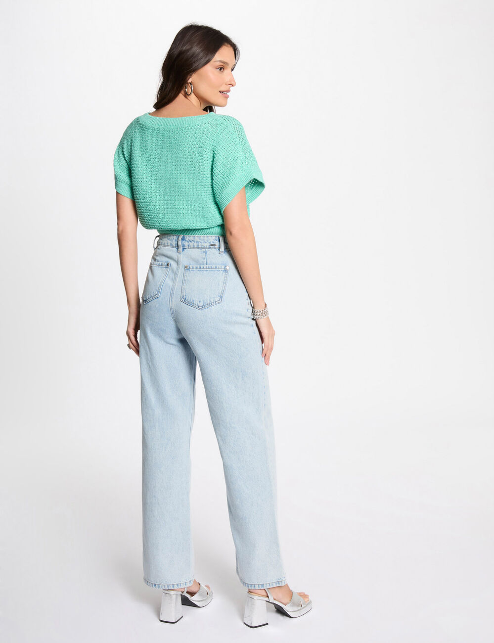 Jersey manga corta verde emeralda mujer