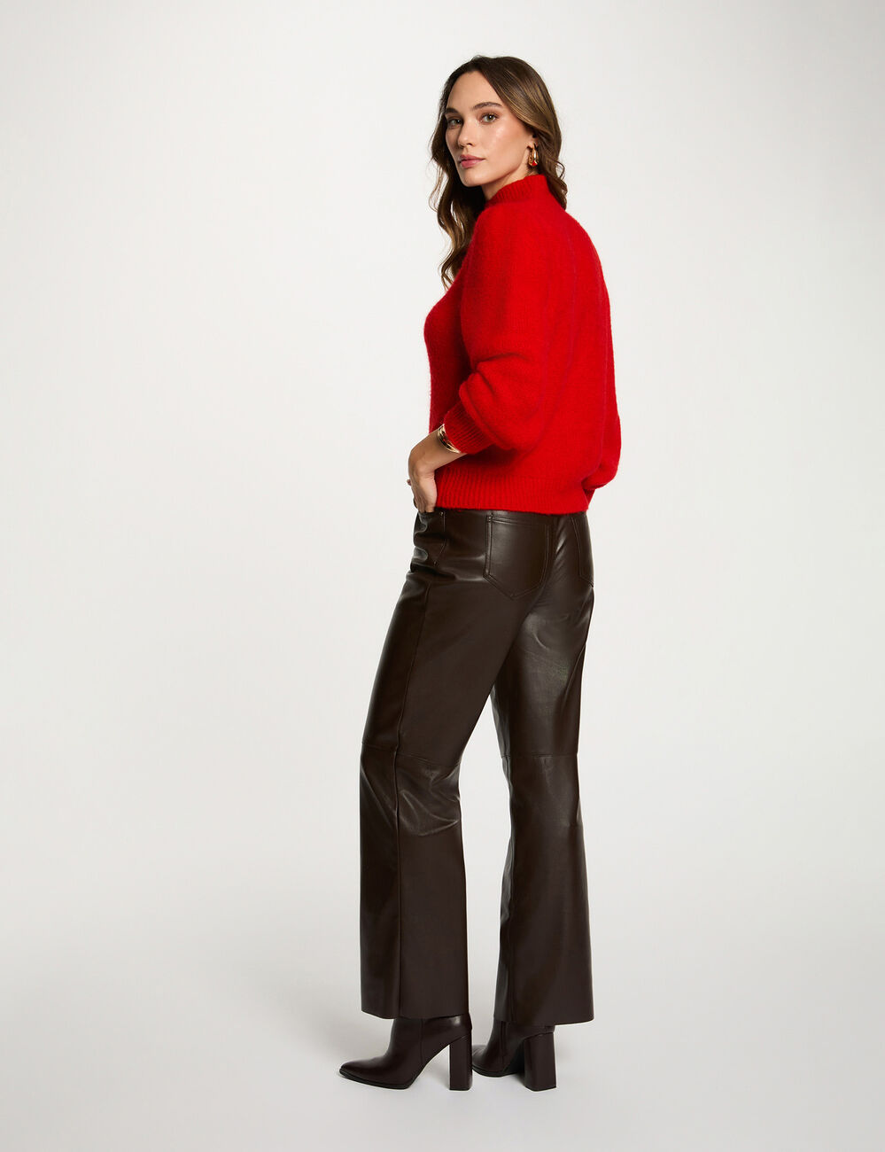 Jersey con cuello alto rojo mujer
