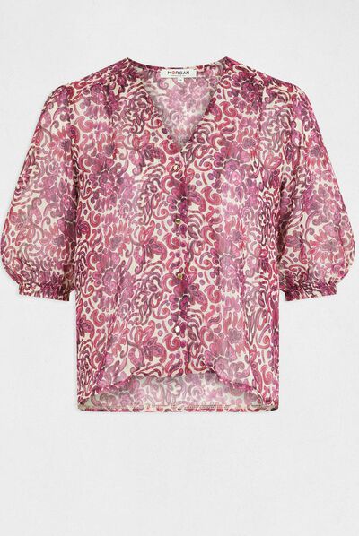 Camisa manga 3/4 estampado de cachemira multico mujer