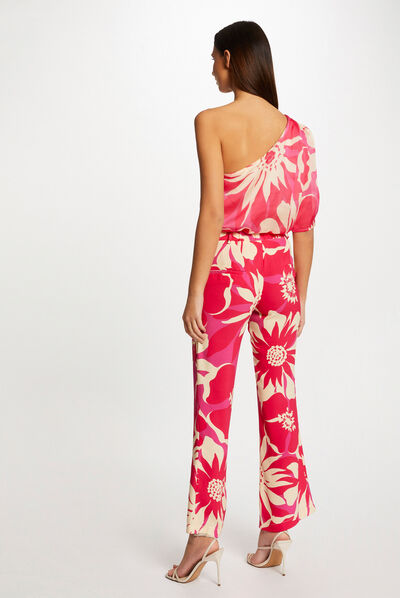 Blusa asimétrica estampado floral multicolor mujer