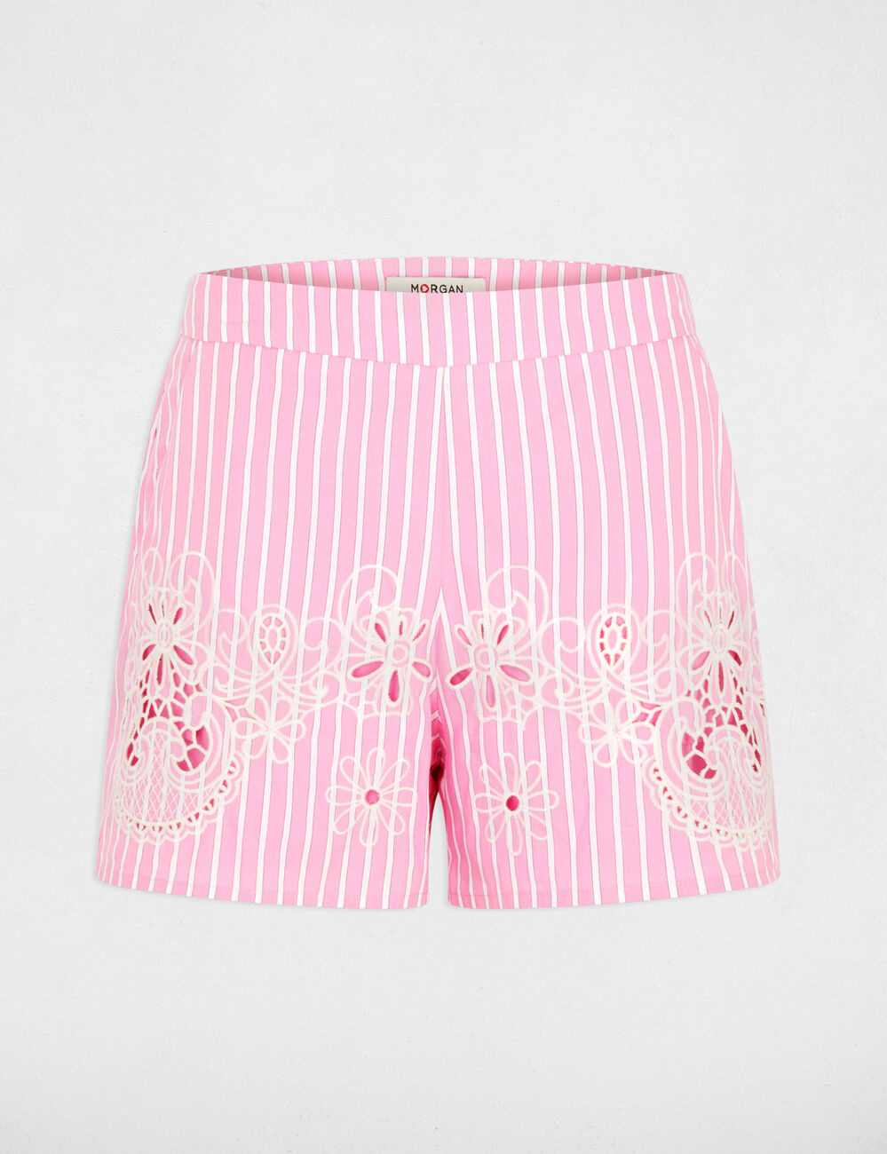 Pantal&oacute;n corto de cintura alta rosa mujer