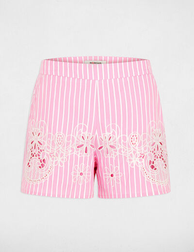 Pantal&oacute;n corto de cintura alta rosa mujer