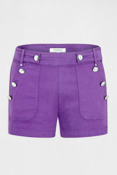 Short recto con botones morado oscuro mujer