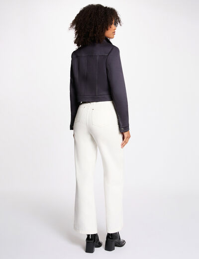 Chaqueta corta de ante azul marino mujer