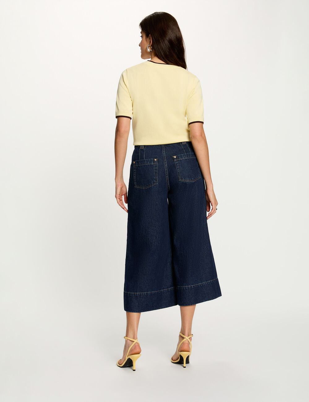 Pantal&oacute;n corto de tiro alto azul mujer
