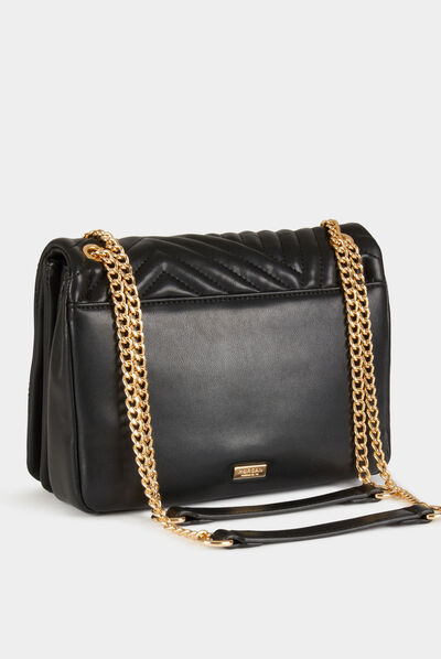 Bolso cartera de mano efecto acolchado negro mujer