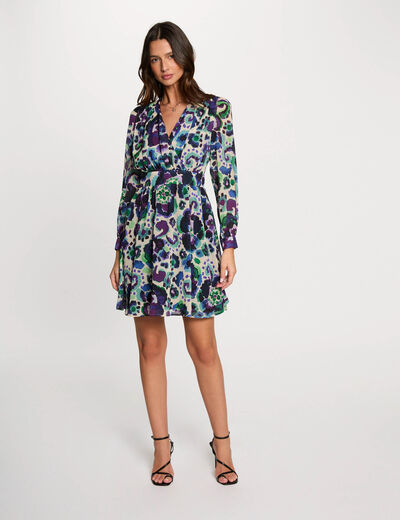 Vestido acampado estampado multicolor mujer
