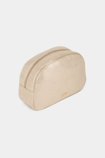 Neceser de maquillaje acolchado dorado mujer
